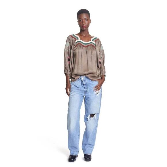 Corey Lynn Calter Embroidered Patti Top Balloon Sleeves Style 923CT239 Small S - Picture 2 of 4